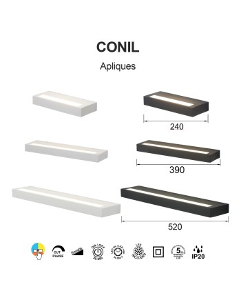 CONIL * APLIQUE LED 20W CCT DIM NEGRO